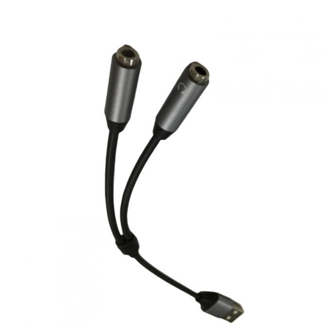 Arnés de cable electrónico OEM Un USB a dos Adaptador de conector de auriculares de 3,5 mm 1